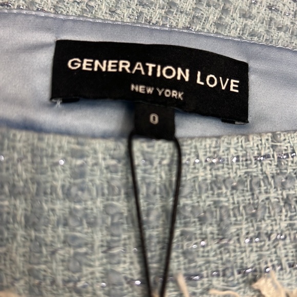 Generation Love Nessa Contrast Tweed Skirt French Blue Cream NWT - Picture 10 of 12